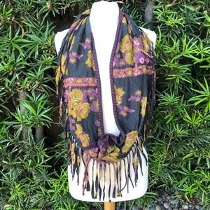 Flower Fringe Infinity Scarf